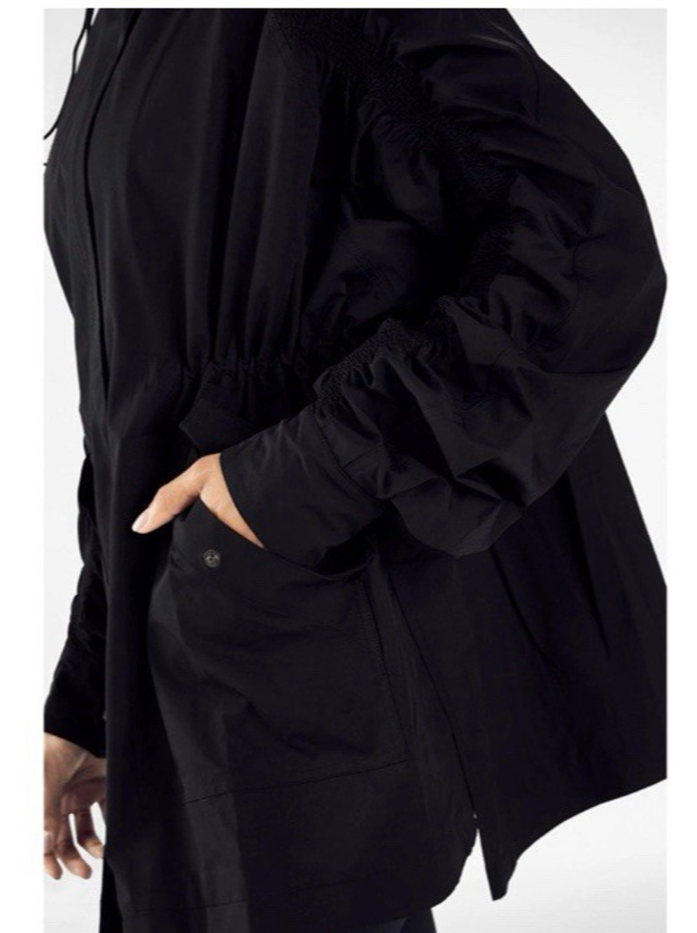 Fabletics Giana Jacket Women's XL Black Nylon Rain Coat Windbreaker Gorpcore